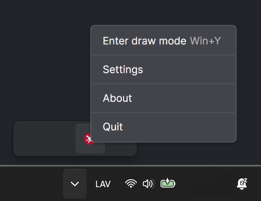 tray icon menu for iScribby